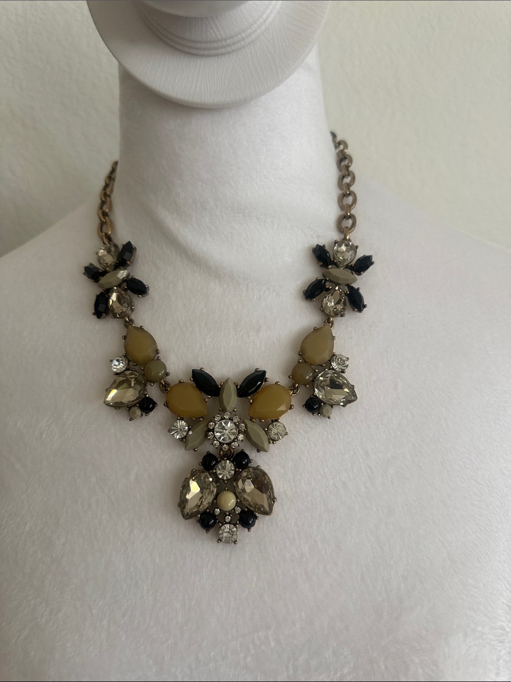 Statement Yellow and Black Crystal Bib Necklace
